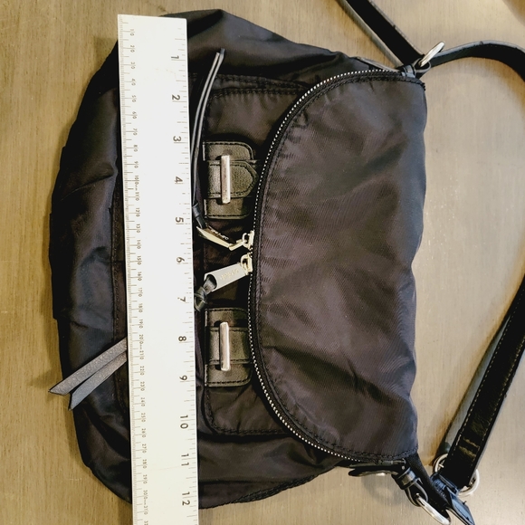 Co-Lab Nylon Crossbody Bag Purse Black Zipper Flap Pocket 25 inch drop a0620 - Picture 9 of 12